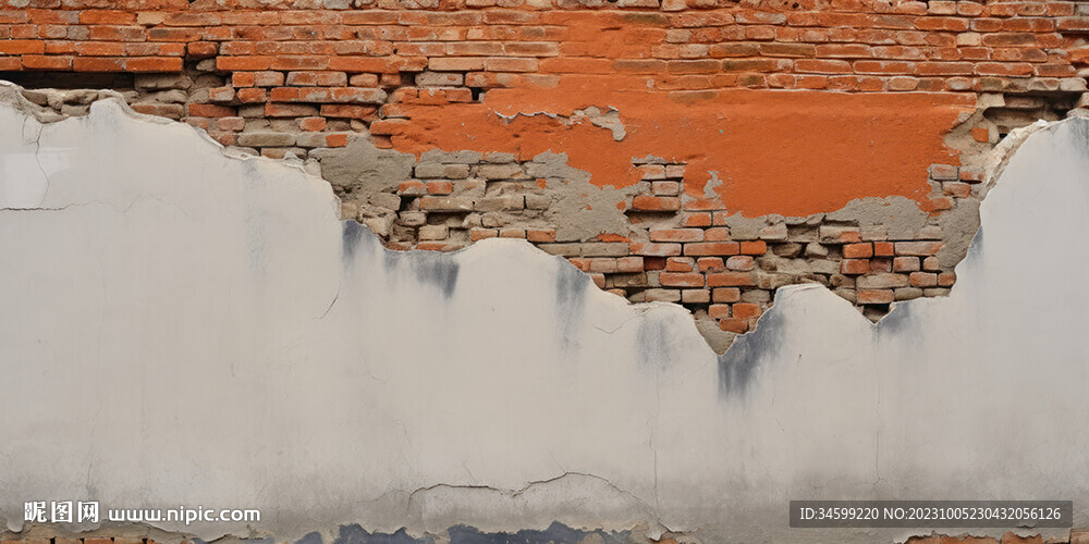 复古斑驳红砖水泥墙背景墙壁画