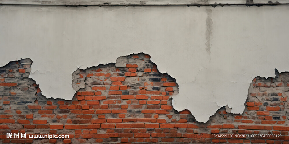 复古斑驳红砖水泥墙背景墙壁画