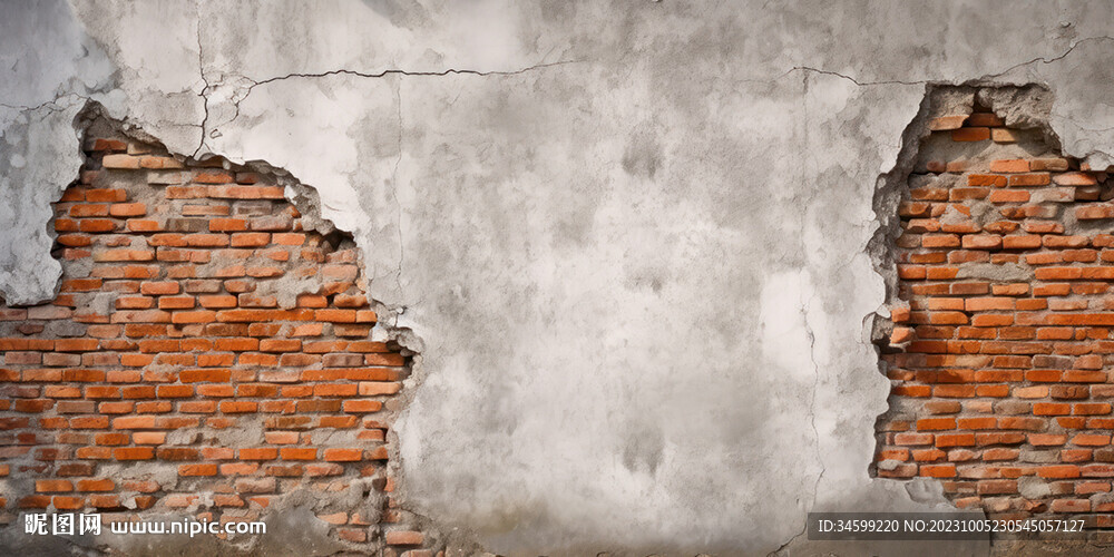 复古斑驳红砖水泥墙背景墙壁画