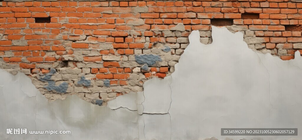 复古斑驳红砖水泥墙背景墙壁画