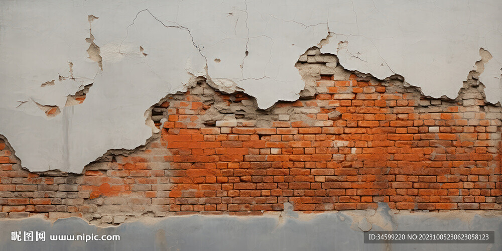 复古斑驳红砖水泥墙背景墙壁画
