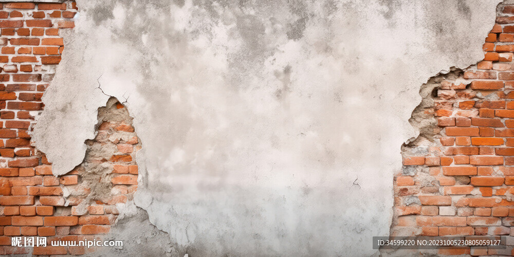 复古斑驳红砖水泥墙背景墙壁画