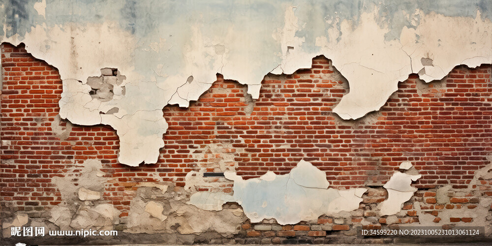 复古斑驳红砖水泥墙背景墙壁画