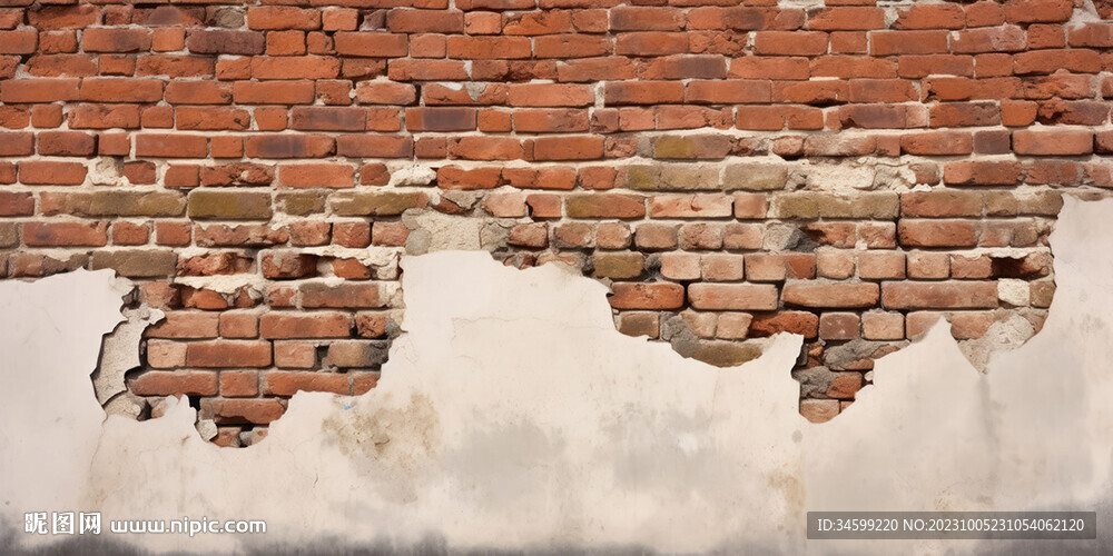 复古斑驳红砖水泥墙背景墙壁画