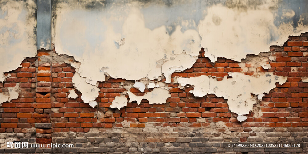复古斑驳红砖水泥墙背景墙壁画