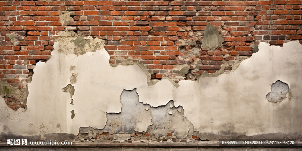 复古斑驳红砖水泥墙背景墙壁画