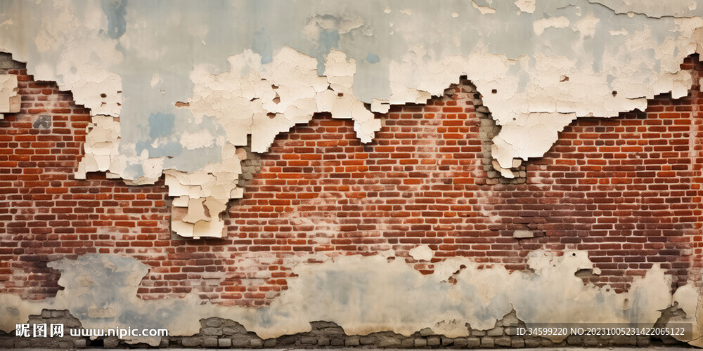 复古斑驳红砖水泥墙背景墙壁画