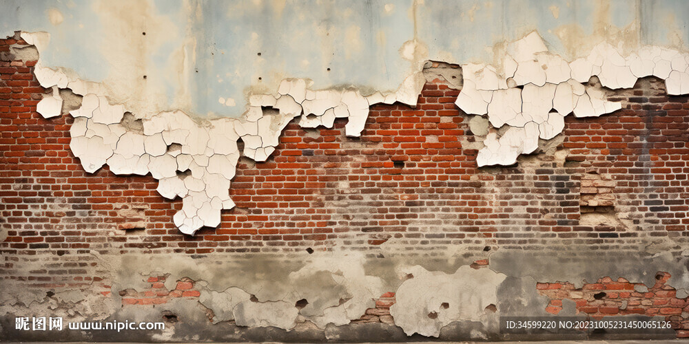 复古斑驳红砖水泥墙背景墙壁画