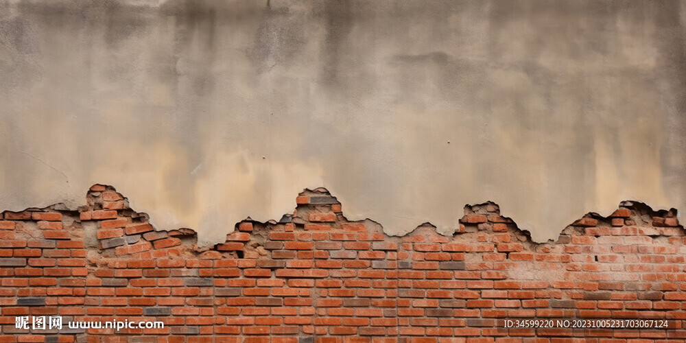 复古斑驳红砖水泥墙背景墙壁画