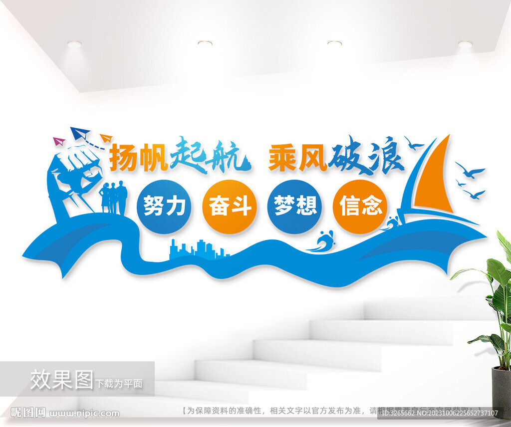扬帆起航企业文化墙图片