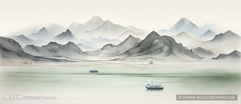 高档大气新中式山水画