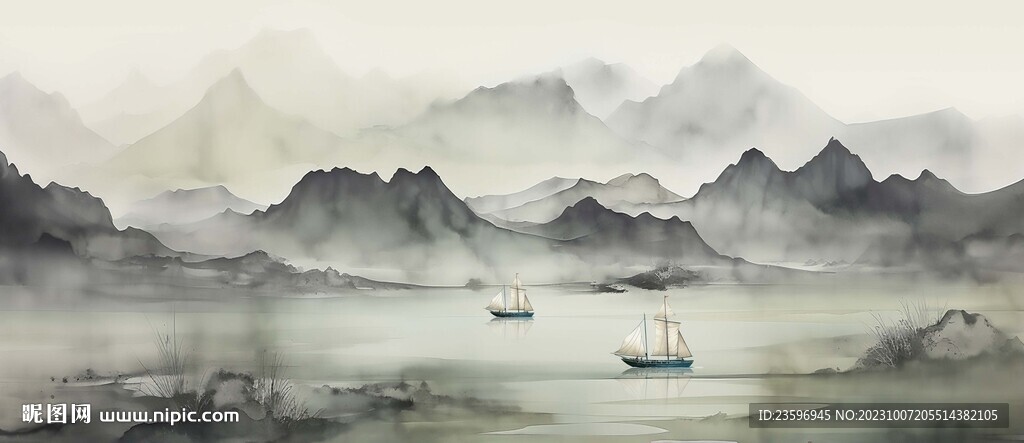 新中式水墨山水画