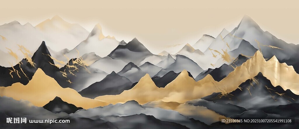 新中式水墨手绘山水画