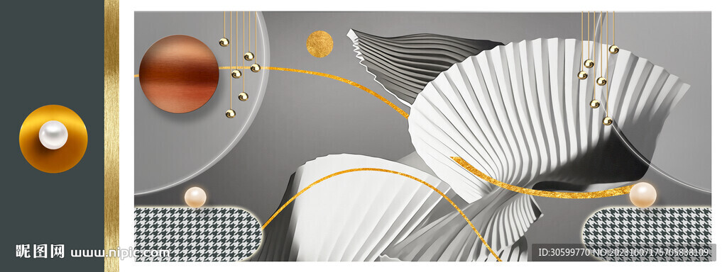 现代简约轻奢创意床头画图片