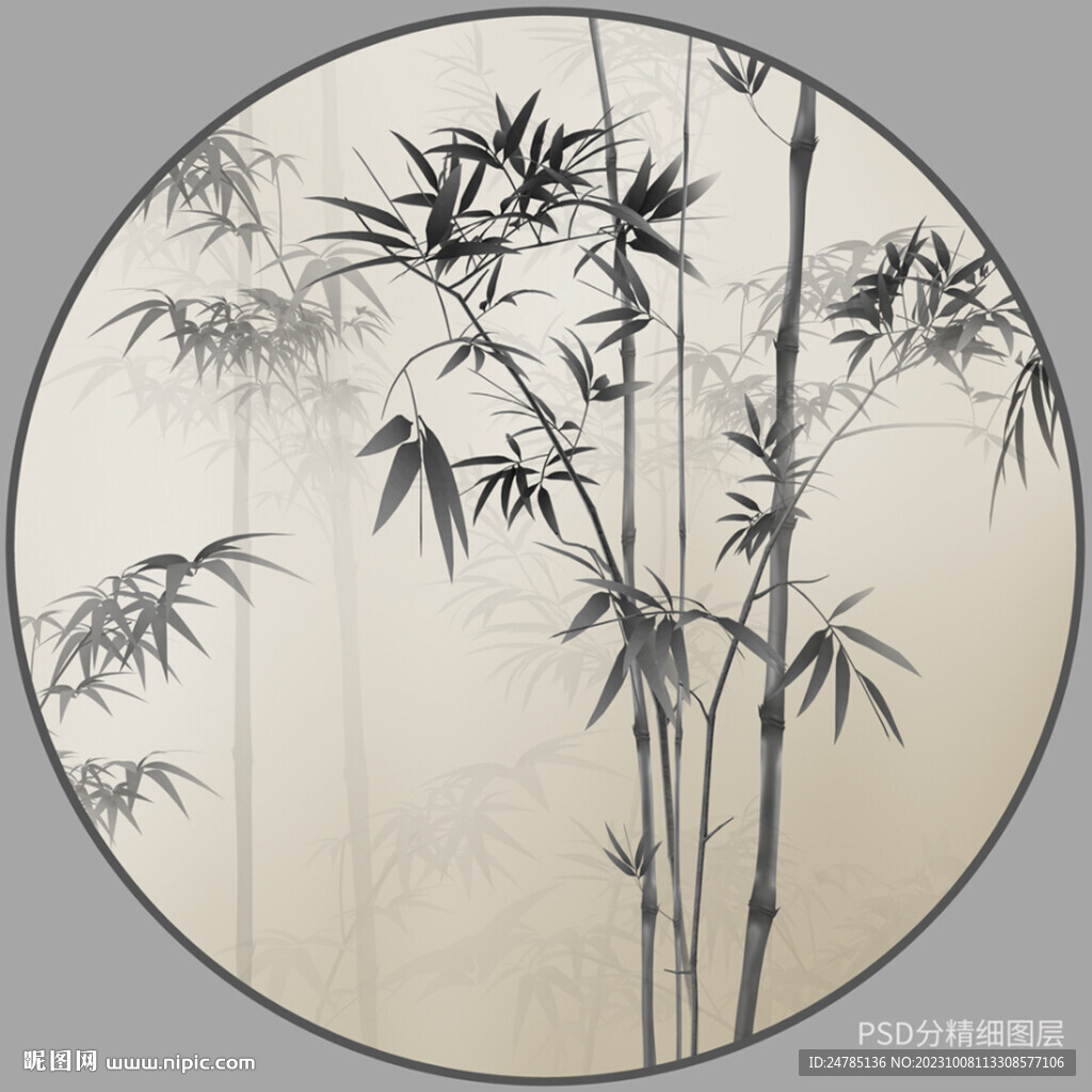 新中式竹子玄关画