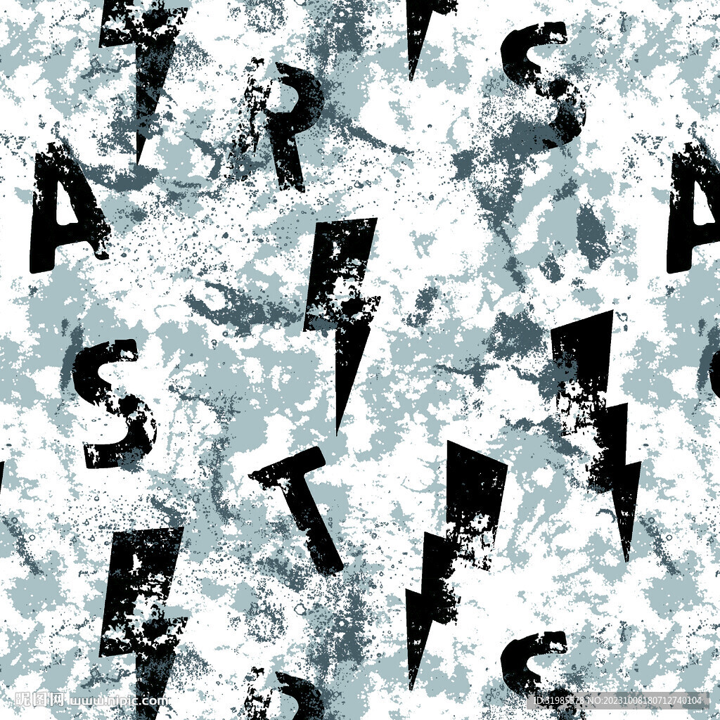 闪电字母泥点几何底