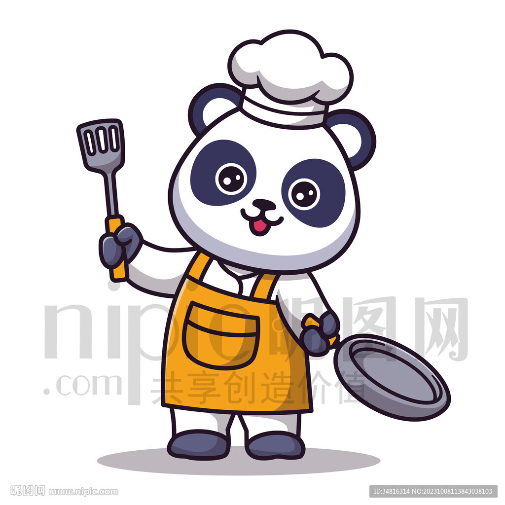 卡爱卡通动物大熊猫插画素材