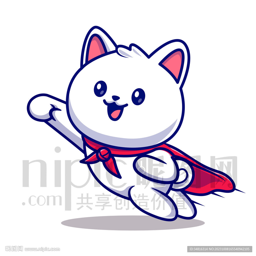 可爱卡通小白猫