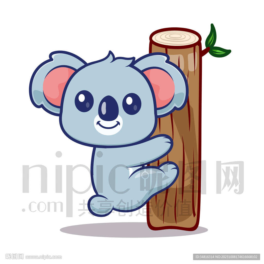 可爱卡通爬树的考拉