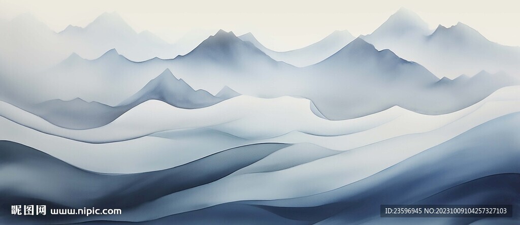 新中式水墨手绘山水画