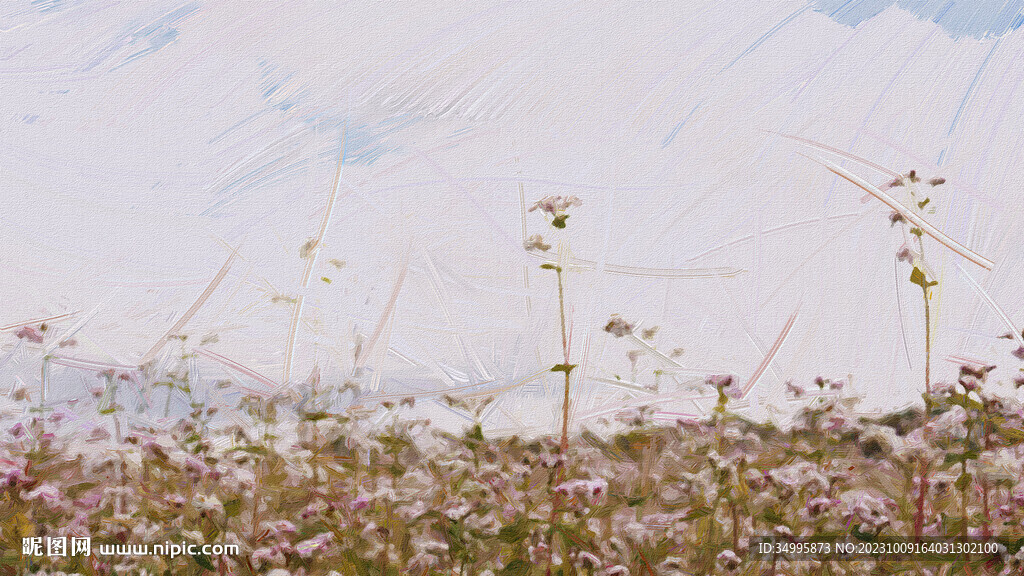 花草 油画 简约