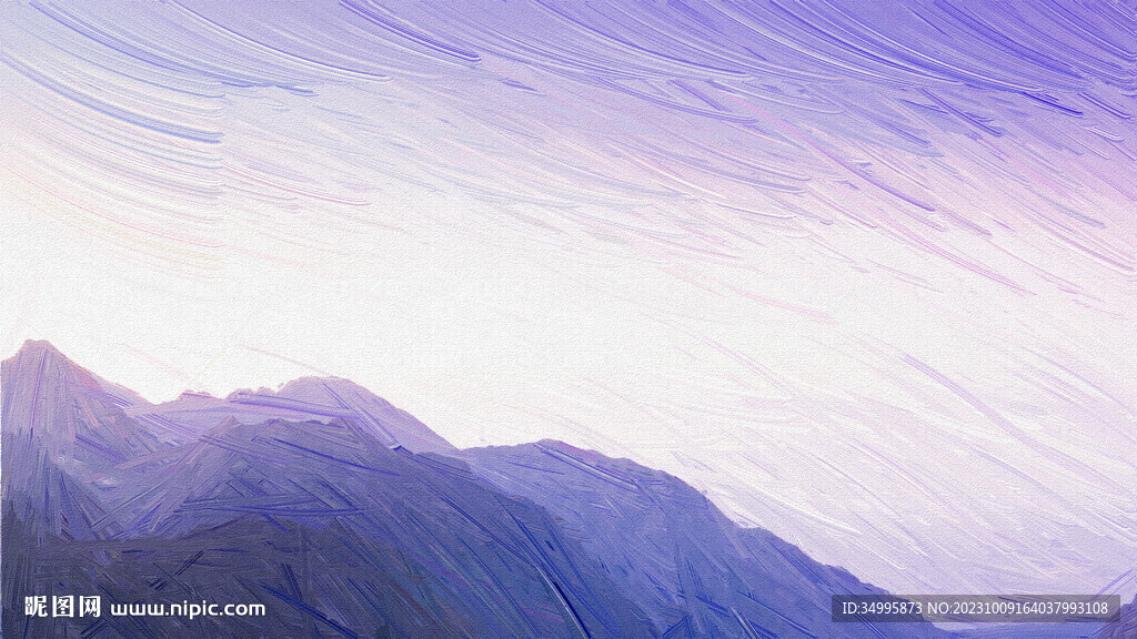 油画 蓝色 群山