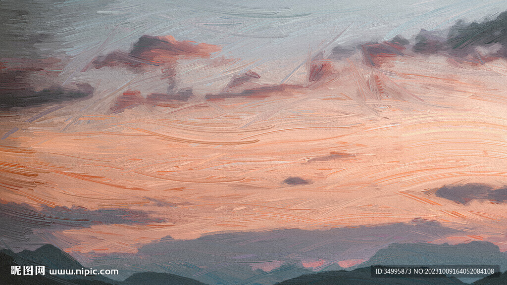 风景 油画 晚霞