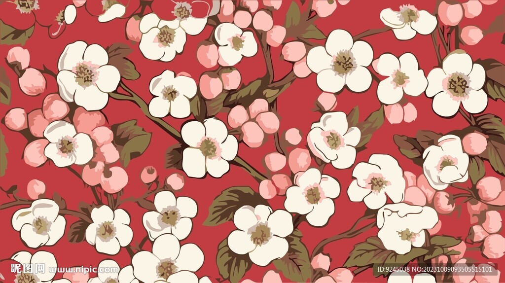 植物花卉四方连续花纹