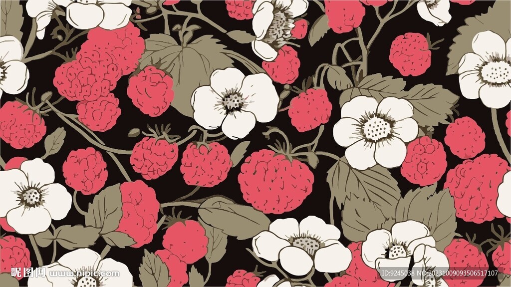 手绘花纹满版布料印花