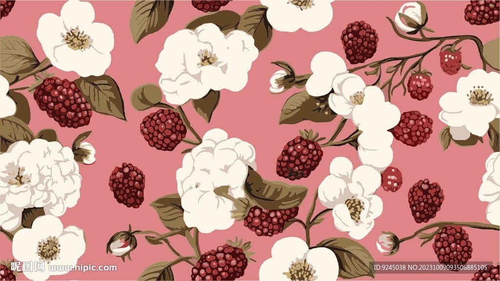 手绘花纹四方连续印花