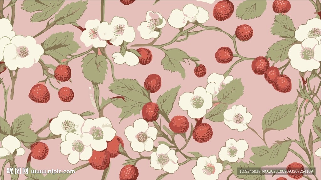 手绘花纹四方连续印花