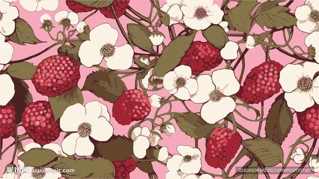 手绘花纹四方连续图样