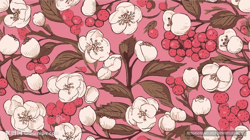 植物花纹四方连续花纹