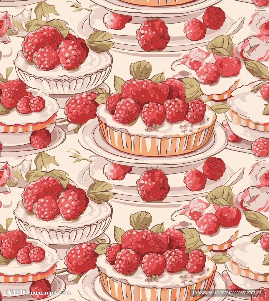 蛋糕甜品冰激凌无缝墙纸