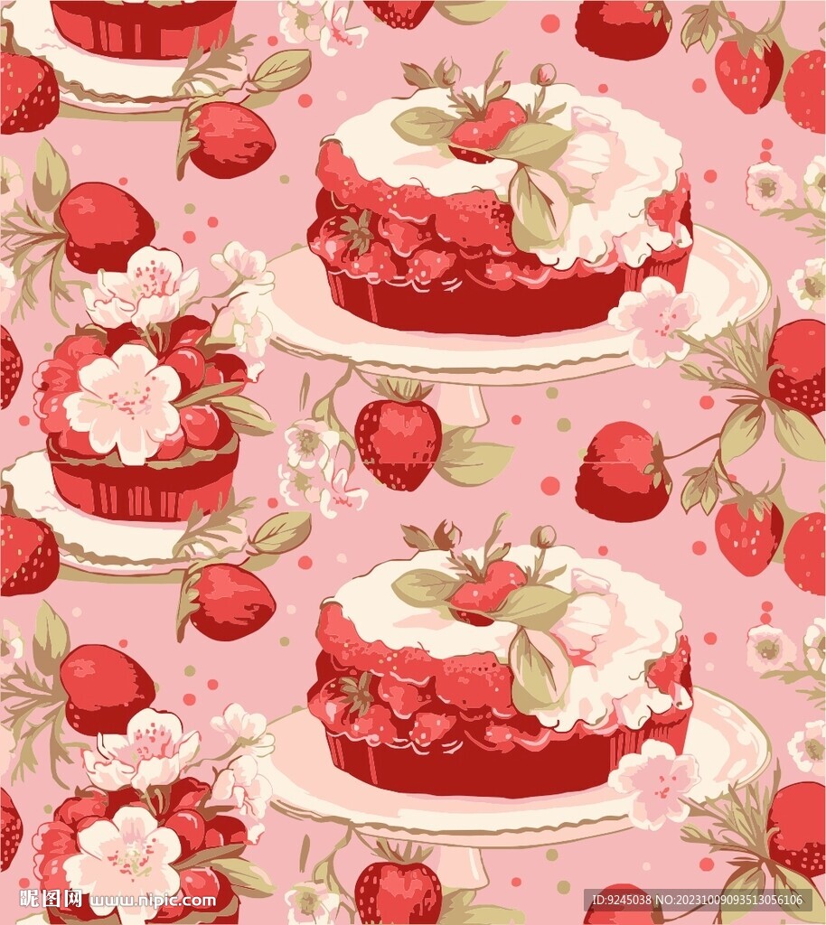 蛋糕甜品冰激凌矢量图案