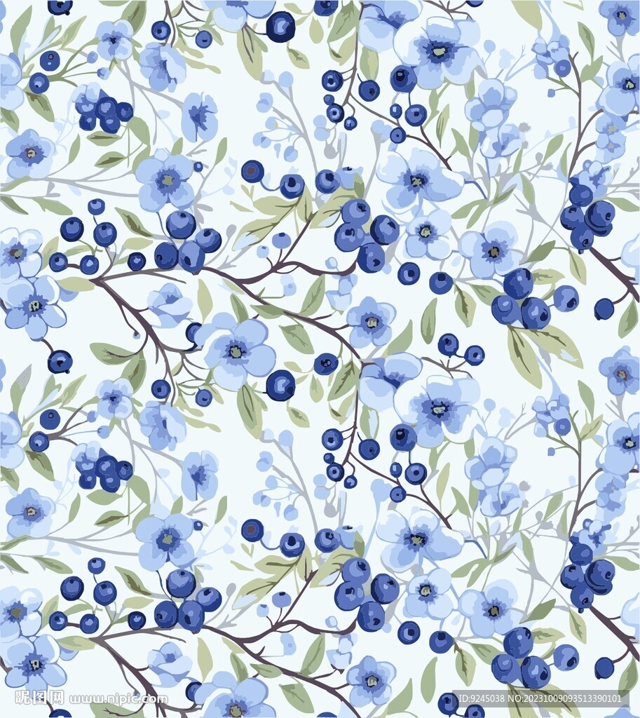 简约清新花纹四方连续提花