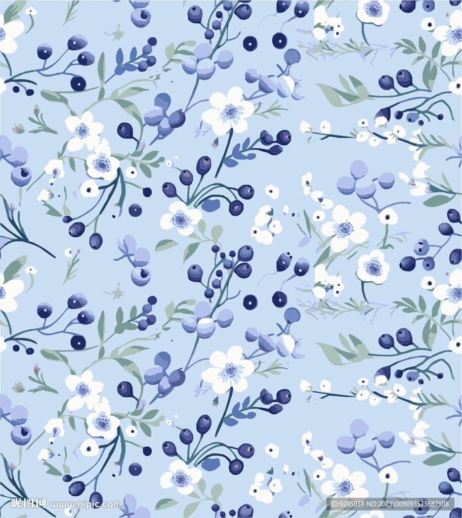 植物花卉花纹四方连续印花