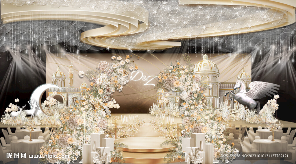 香槟色城堡婚礼效果图