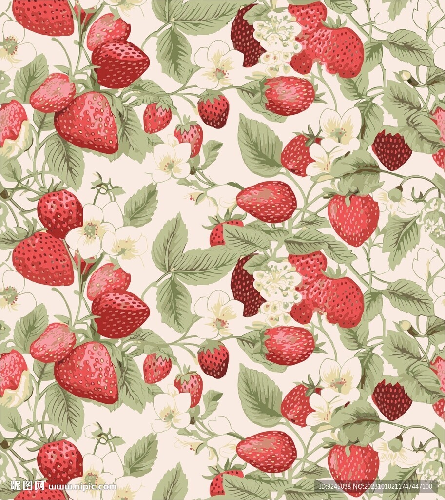 手绘草莓化妆品包装印花图案