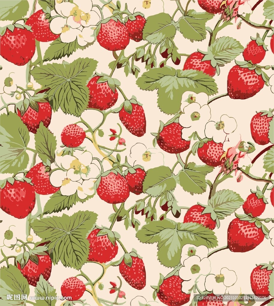 手绘草莓化妆品包装印花图案