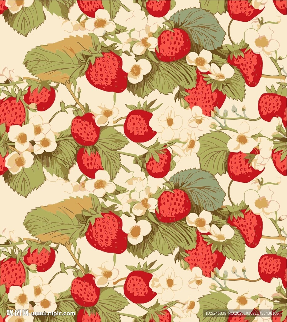 草莓化妆品包装印花图案