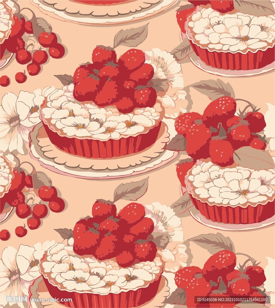 饼干甜品糕点美食食物连续花纹