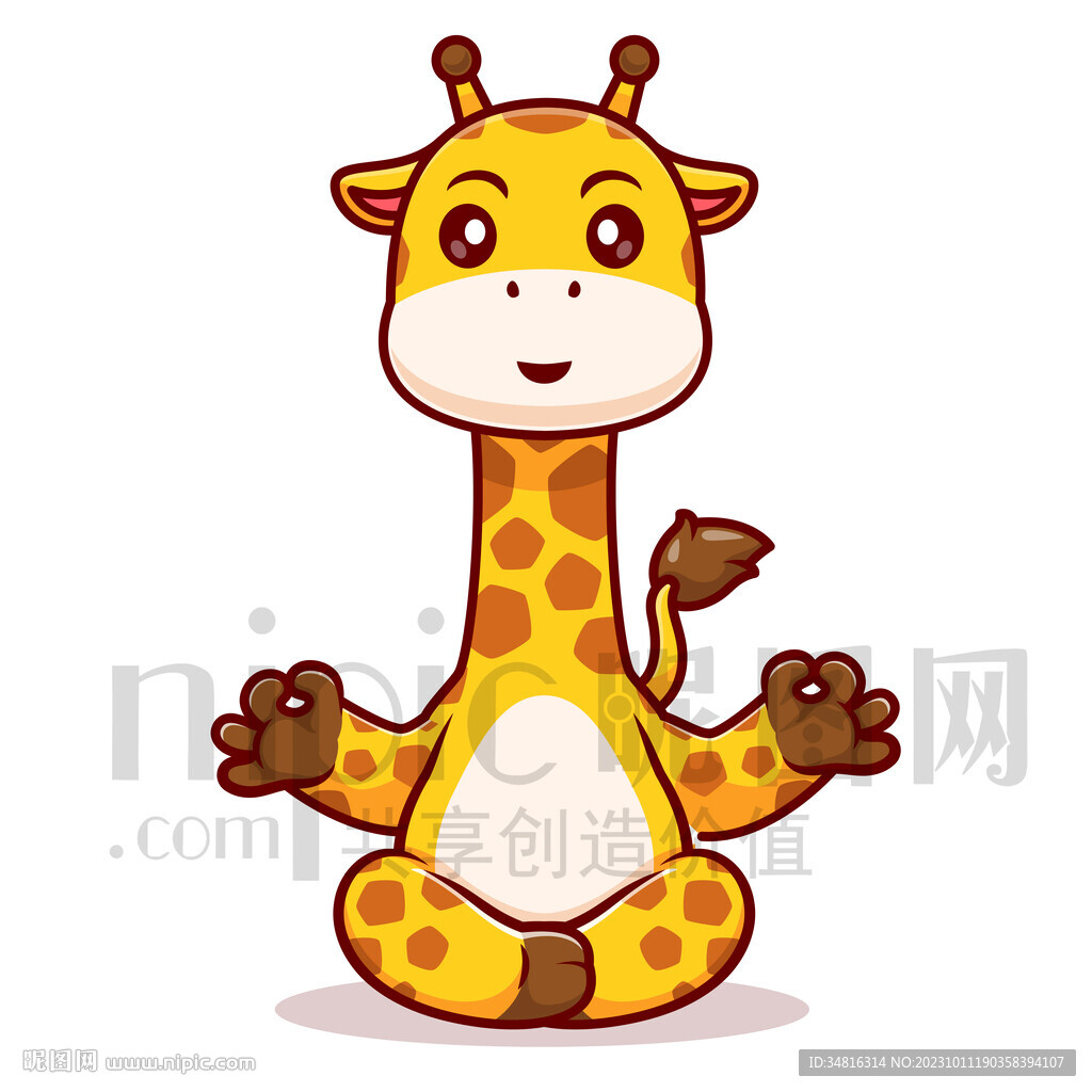 可爱卡通打坐的长劲鹿