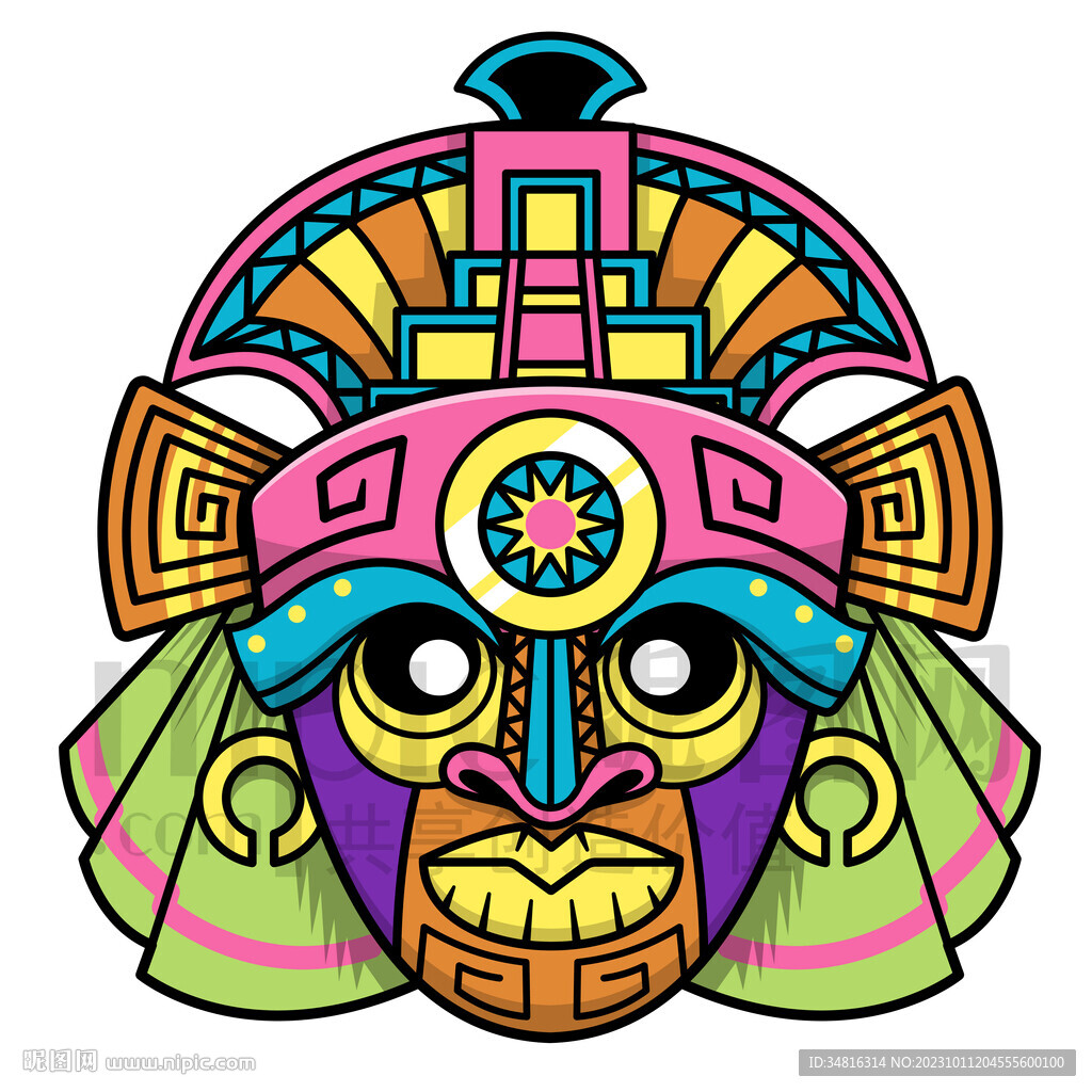 卡通矢量图腾面具