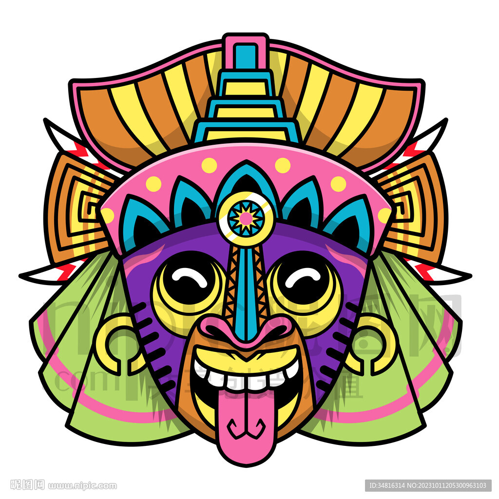卡通矢量图腾面具