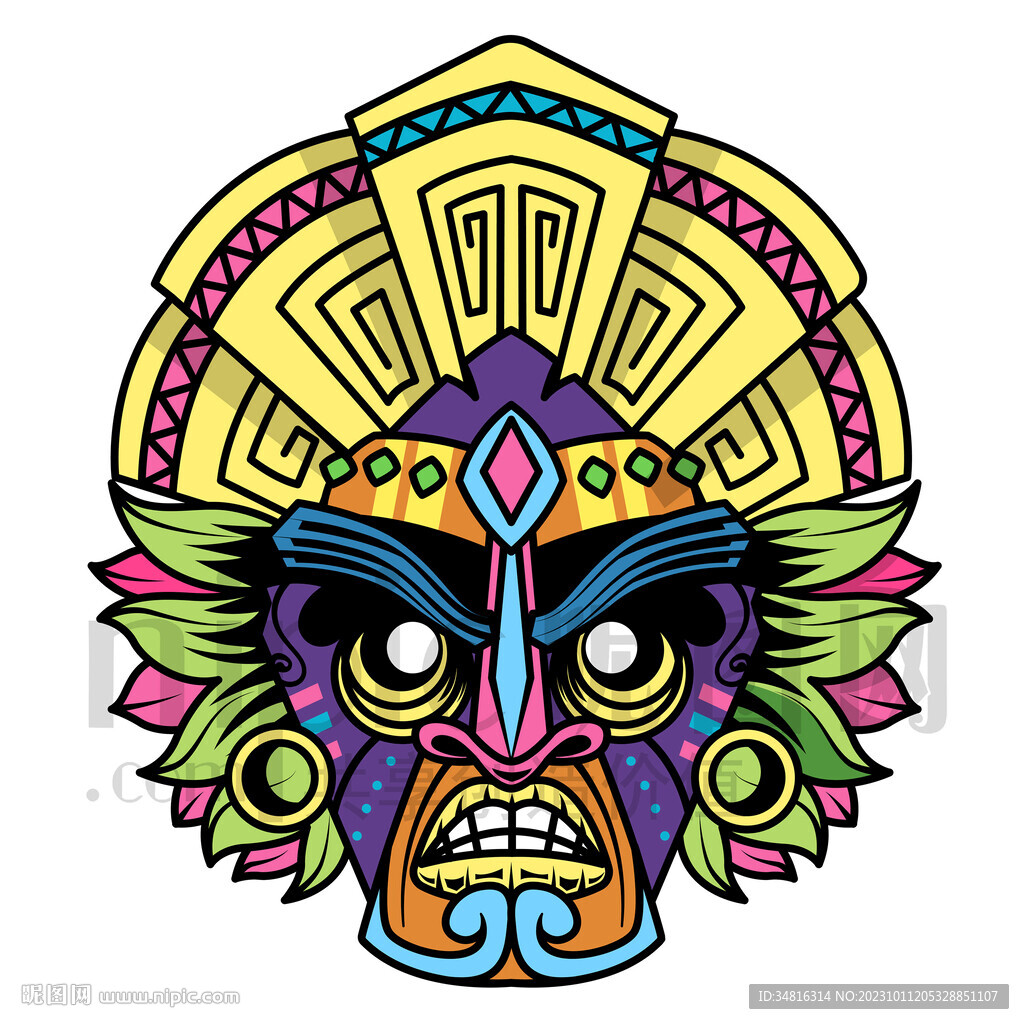 卡通矢量图腾面具