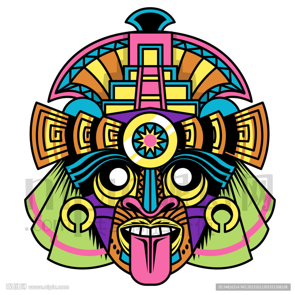 卡通矢量图腾面具