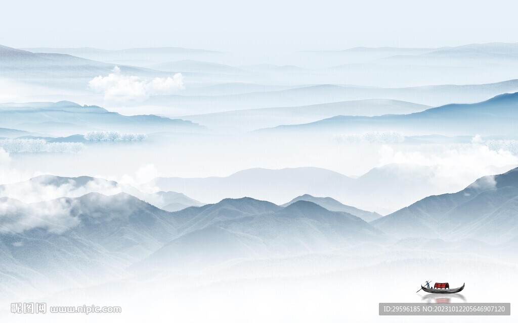 高清 意境客厅山水 TiF分层