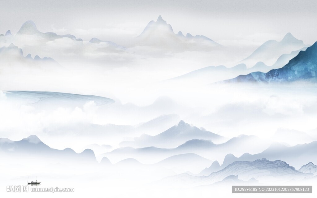 简约 意境客厅山水 TiF分层