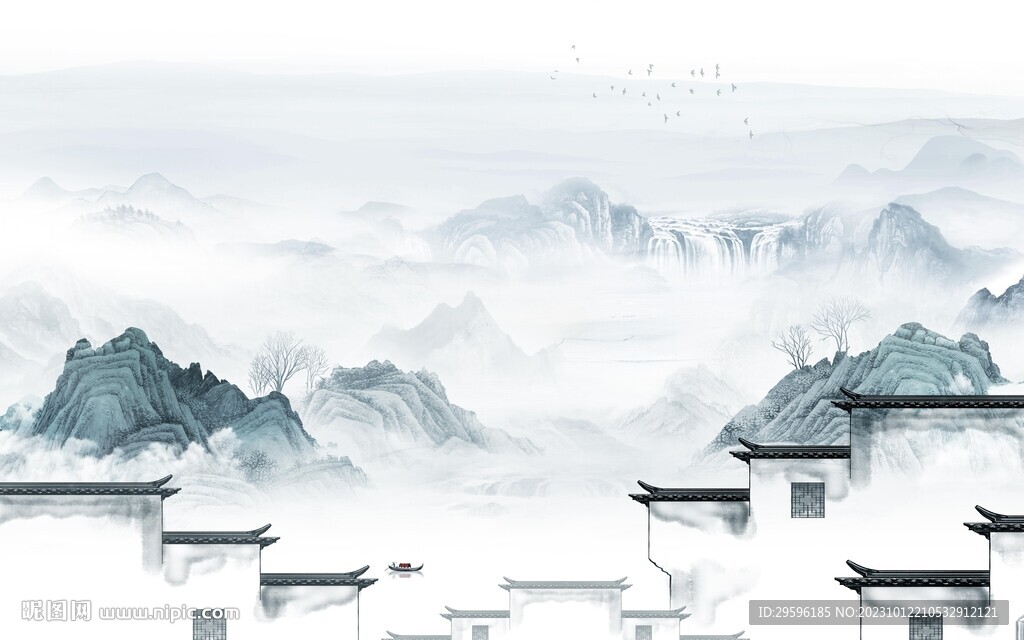 人气 意境客厅山水 TiF分层